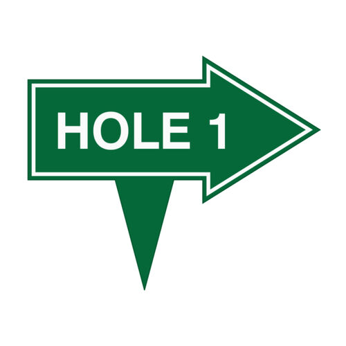 FusionCore Series 100 Arrow Golf Sign with Integrated Spike (10" x 8") - HOLE 1 Thumbnail